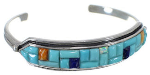 Multicolor Inlay Jewelry Sterling Silver Cuff Bracelet NS33271