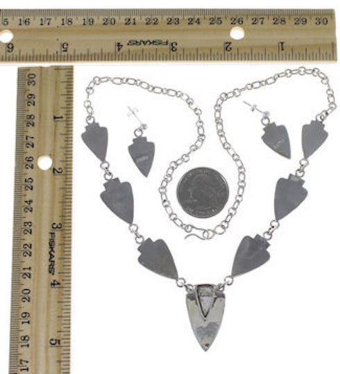 Mother Of Pearl Multicolor Sterling Silver Link Necklace Set NS41223