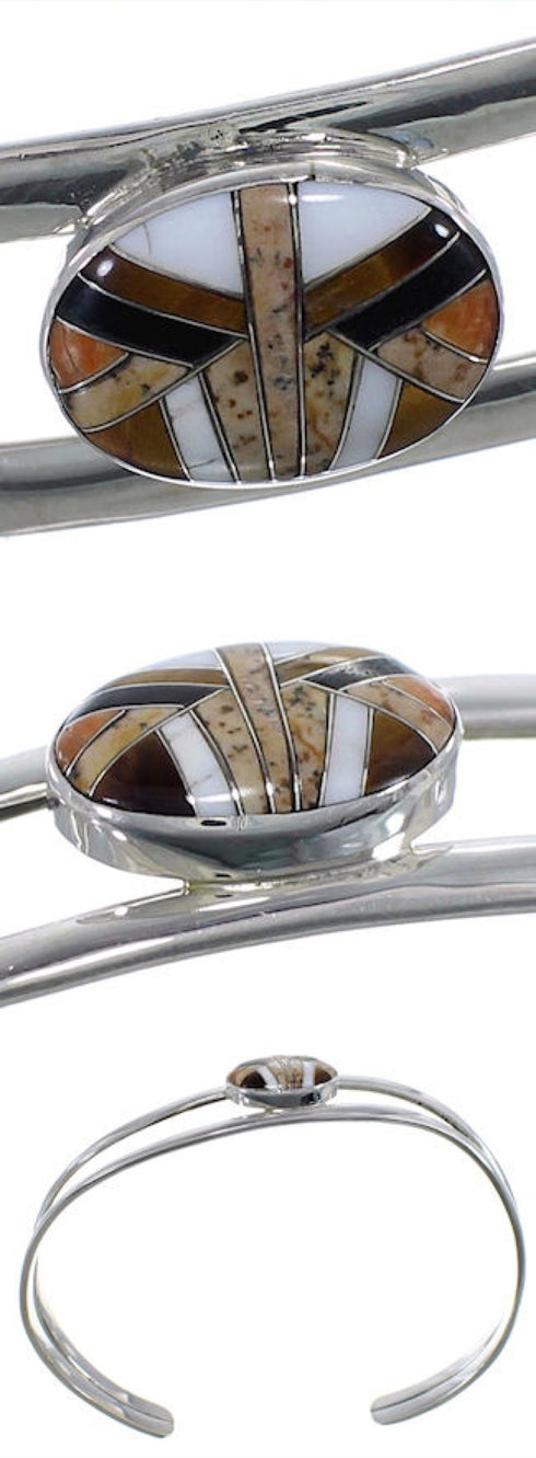Multicolor Sterling Silver Cuff Bracelet YX74913