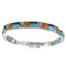 Multicolor Inlay Genuine Sterling Silver Link Bracelet EX28092