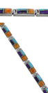 Multicolor Inlay Genuine Sterling Silver Link Bracelet EX28092