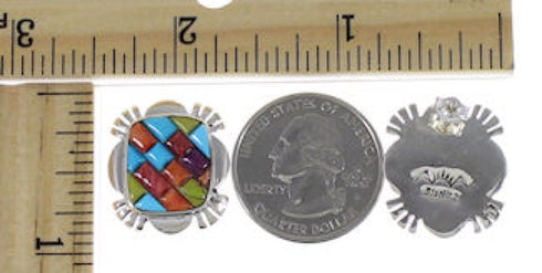 Genuine Sterling Silver Turquoise Multicolor Post Earrings DS41467