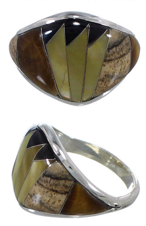 Multicolor Southwest Sterling Silver Ring Size 6-3/4 CS59475