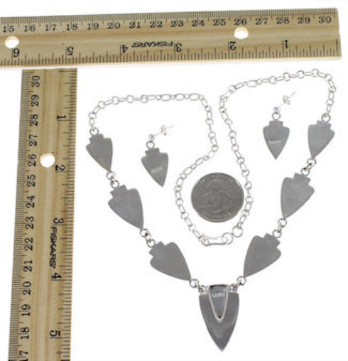 Multicolor Inlay Sterling Silver Link Necklace Earrings Set NS41224