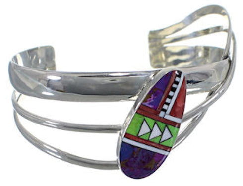 Turquoise And Multicolor Genuine Sterling Silver Cuff Bracelet AS29283