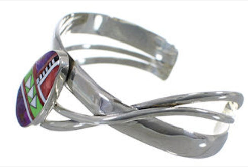 Turquoise And Multicolor Genuine Sterling Silver Cuff Bracelet AS29283