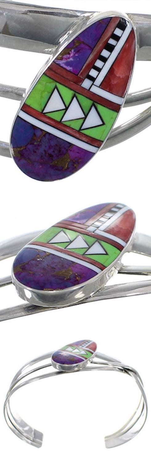 Turquoise And Multicolor Genuine Sterling Silver Cuff Bracelet AS29283