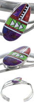 Turquoise And Multicolor Genuine Sterling Silver Cuff Bracelet AS29283