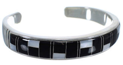 Mother Of Pearl Black Sterling Silver Cuff Bracelet Jewelry AS39602