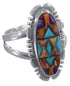 Multicolor Sterling Silver Inlay Ring Size 7-3/4 TX38162