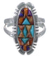 Multicolor Sterling Silver Inlay Ring Size 7-3/4 TX38162