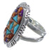 Multicolor Sterling Silver Inlay Ring Size 7-3/4 TX38162