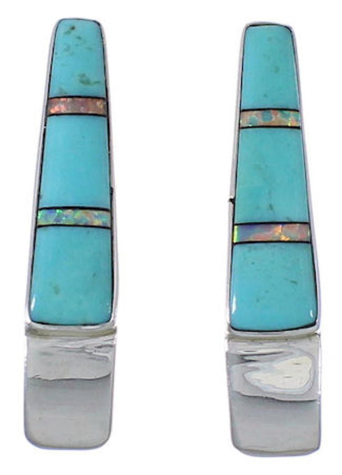 Silver Opal And Turquoise Post Earrings IS62384