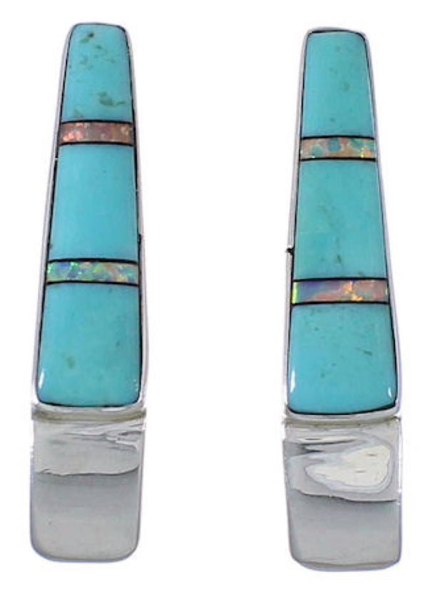 Silver Opal And Turquoise Post Earrings IS62384