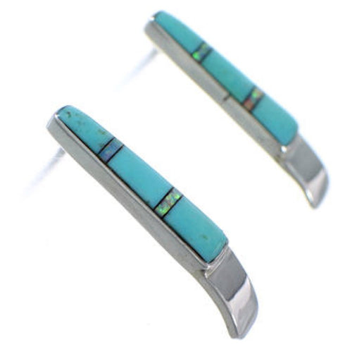 Silver Opal And Turquoise Post Earrings IS62384