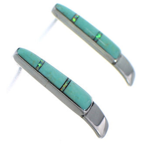 Sterling Silver Turquoise And Opal Post Earrings IS62383