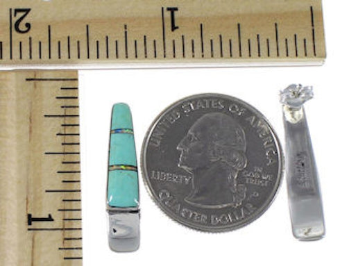 Sterling Silver Turquoise And Opal Post Earrings IS62383