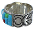 Turquoise Multicolor Inlay Sterling Silver Ring Size 11-3/4 JX38371