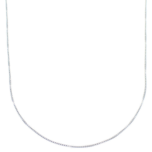 Genuine Sterling Silver Italian Box Chain 18" Necklace UX39569