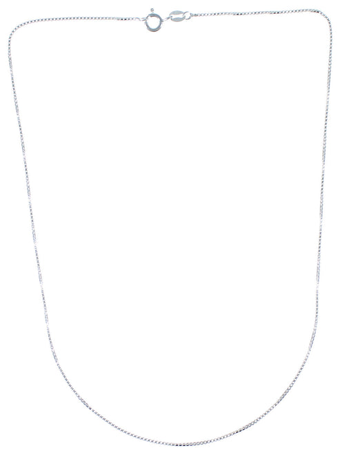 Genuine Sterling Silver Italian Box Chain 18" Necklace UX39569