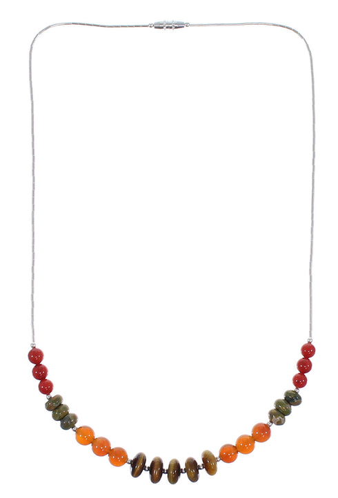 Multicolor Bead Liquid Silver Necklace PX40926
