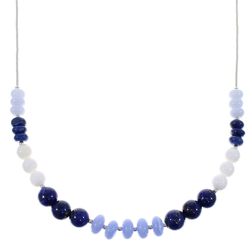 Liquid Silver And Multicolor Bead Necklace PX41004