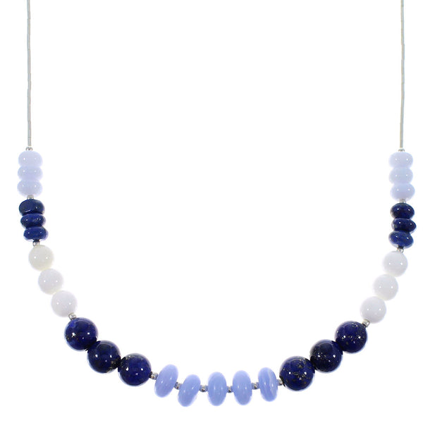 Liquid Silver And Multicolor Bead Necklace PX41004