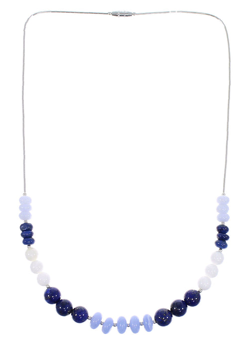 Liquid Silver And Multicolor Bead Necklace PX41004