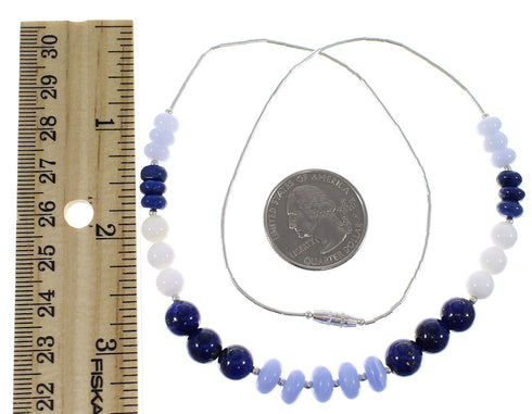 Liquid Silver And Multicolor Bead Necklace PX41004