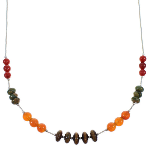 Multicolor Bead Liquid Silver Necklace Jewelry PX41097