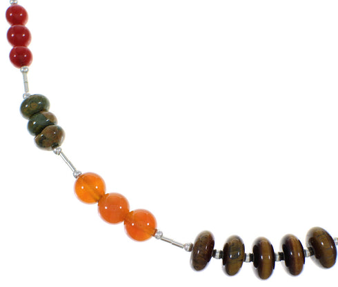 Multicolor Bead Liquid Silver Necklace Jewelry PX41097