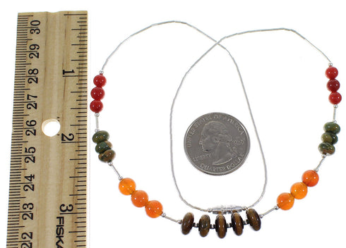 Multicolor Bead Liquid Silver Necklace Jewelry PX41097