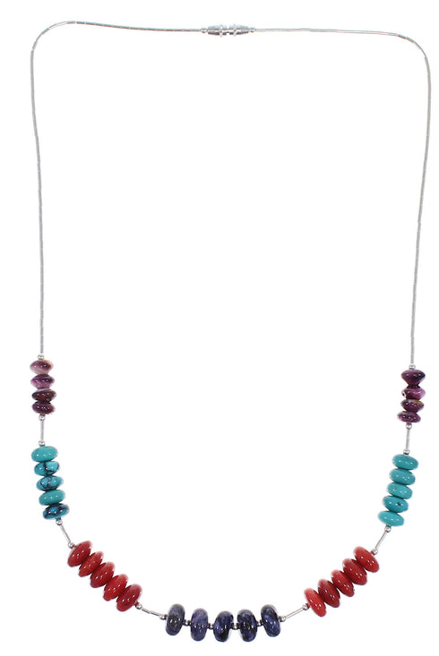 Liquid Silver And Multicolor Necklace PX41098