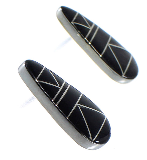 Genuine Sterling Silver And Jet Inlay Earrings EX44702