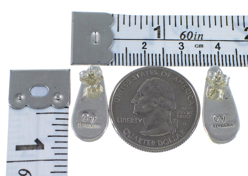 Genuine Sterling Silver And Jet Inlay Earrings EX44702