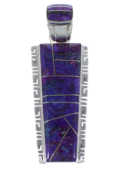 Magenta Turquoise Inlay Southwest Silver Pendant EX44221