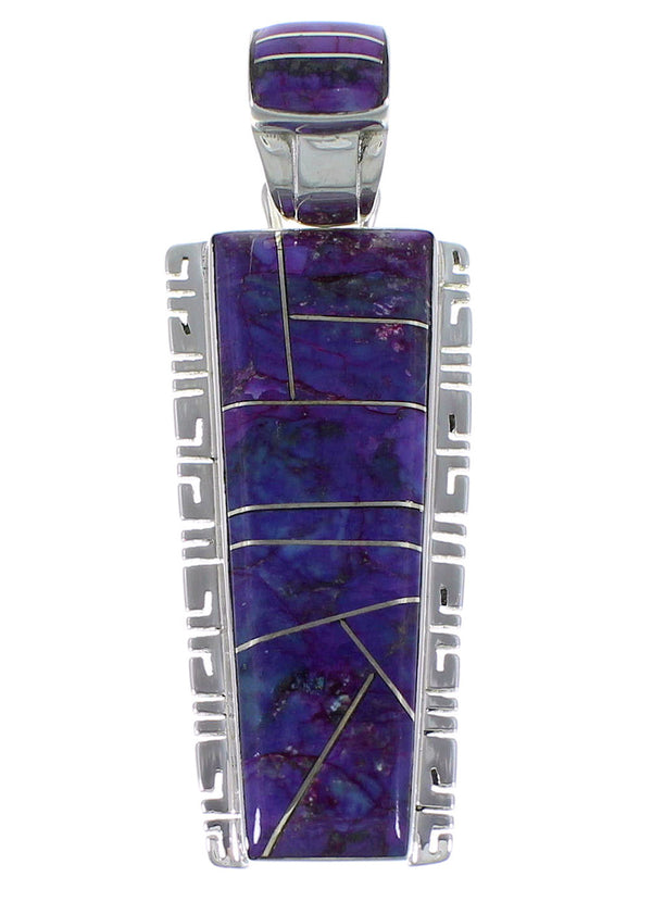 Magenta Turquoise Inlay Southwest Silver Pendant EX44221