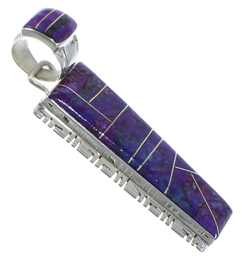 Magenta Turquoise Inlay Southwest Silver Pendant EX44221
