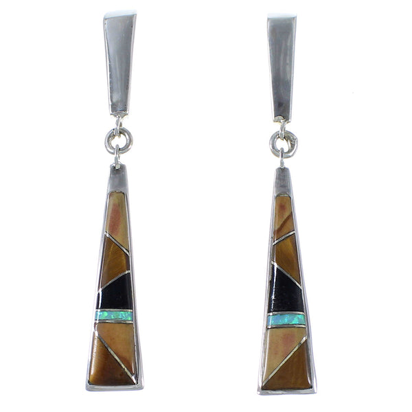 Tiger Eye And Multicolor Inlay Earrings EX41221