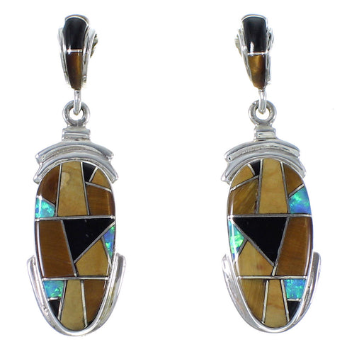 Sterling Silver And Multicolor Inlay Earrings EX41224
