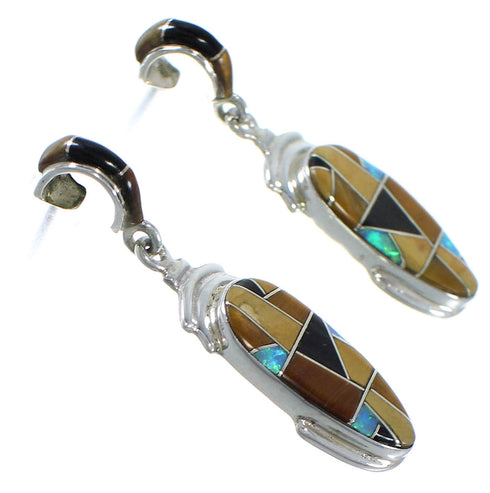Sterling Silver And Multicolor Inlay Earrings EX41224