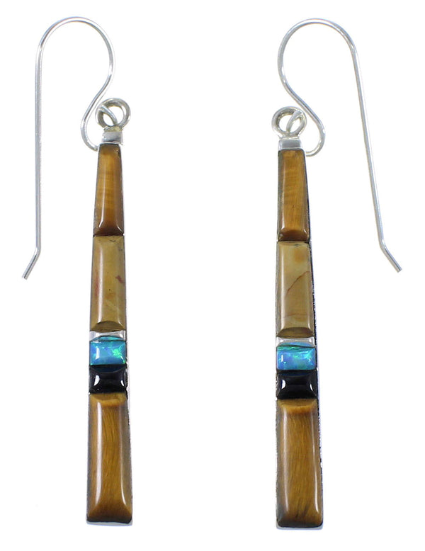 Southwest Tiger Eye And Multicolor Earrings EX41031