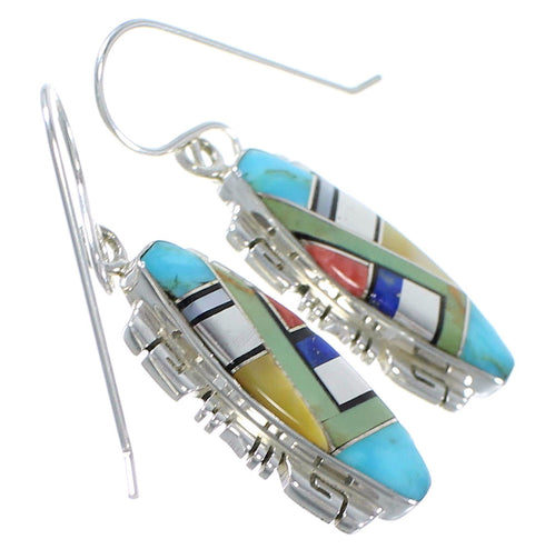 Southwest Multicolor Inlay Silver Earrings EX41068