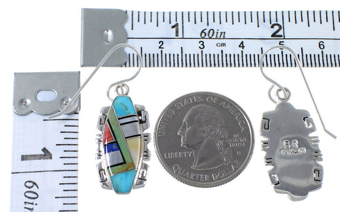 Southwest Multicolor Inlay Silver Earrings EX41068