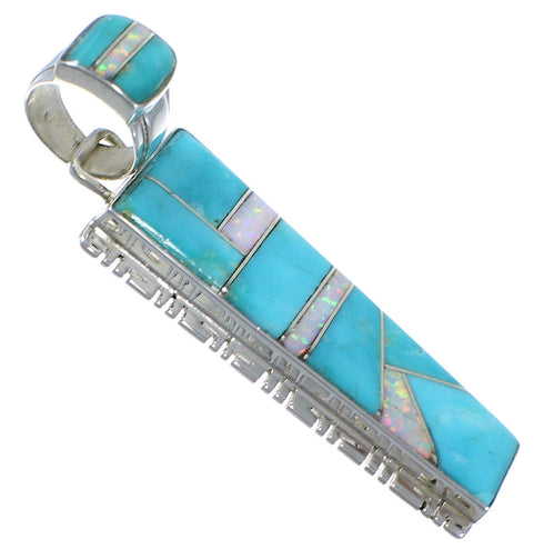 Turquoise And Opal Inlay Southwestern Pendant PX41523
