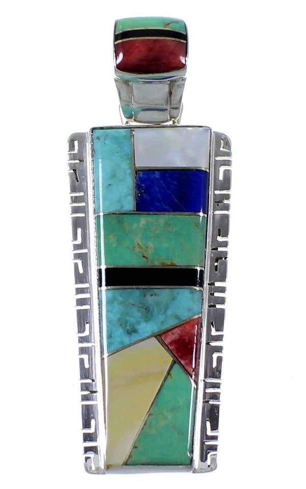 Southwestern Multicolor Inlay Sterling Silver Pendant PX41578