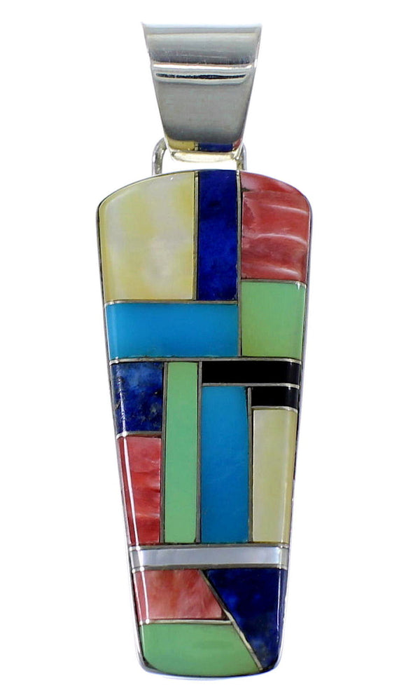 Southwestern Multicolor Inlay Jewelry Silver Pendant PX41782
