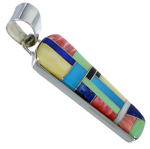Southwestern Multicolor Inlay Jewelry Silver Pendant PX41782