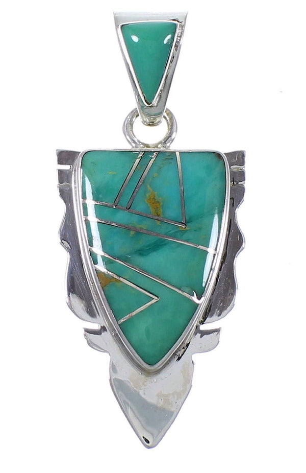 Turquoise Inlay Southwest Silver Pendant PX42142
