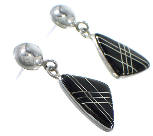 Southwest Sterling Silver And Jet Earrings EX44498